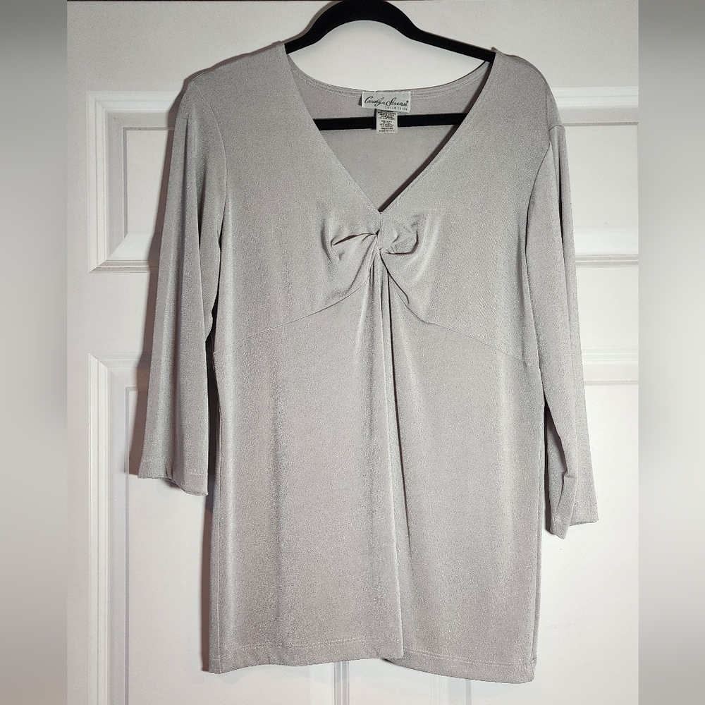 Carolyn Strauss Super Stretchy Light Gray 3/4 Sleeve Top M